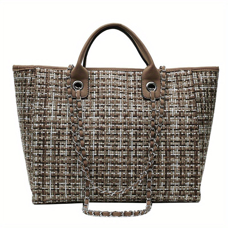 realaiot  Large Capacity Casual Shoulder Bag, Simple Design Versatile Tote Bag, Top Handle Portable Handbag