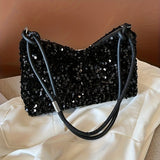 realaiot  Fashion Sequin Shoulder Bag, Trendy Glitter Underarm Bag, Women's Stylish Handbag & Purse