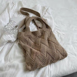 Vintage Crochet Handbag, Women's Knitted Shoulder Bag, Large Capacity Travel Tote Bag
