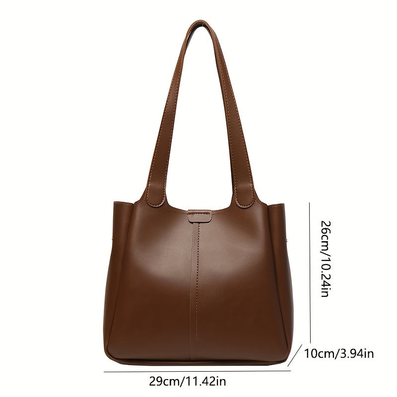 realaiot  Minimalist Tote Bag For Women, Simple PU Leather Handbag, Fashion Shoulder Bag For Work, School, Shopping