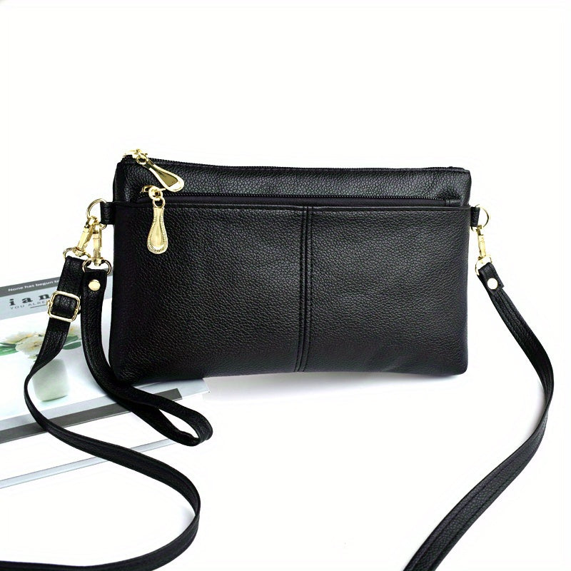 realaiot  Fashion Crossbody Bag For Women, Double Zipper Clutch Purse, Square Wrist Wallet For Coin & Phone