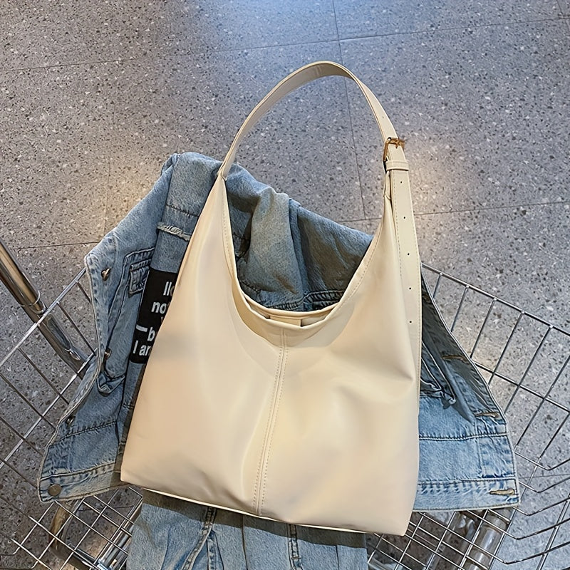 Large Capacity Minimalist Hobo Bag, All-Match Shoulder Shopping Bag, Simple Commuter Bag