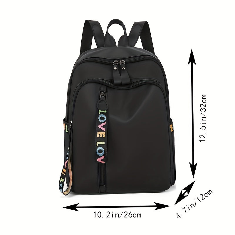 Fashion Oxford Cloth Backpack, Colorful Ribbon Decor Schoolbag, Versatile Travel Laptop Daypack