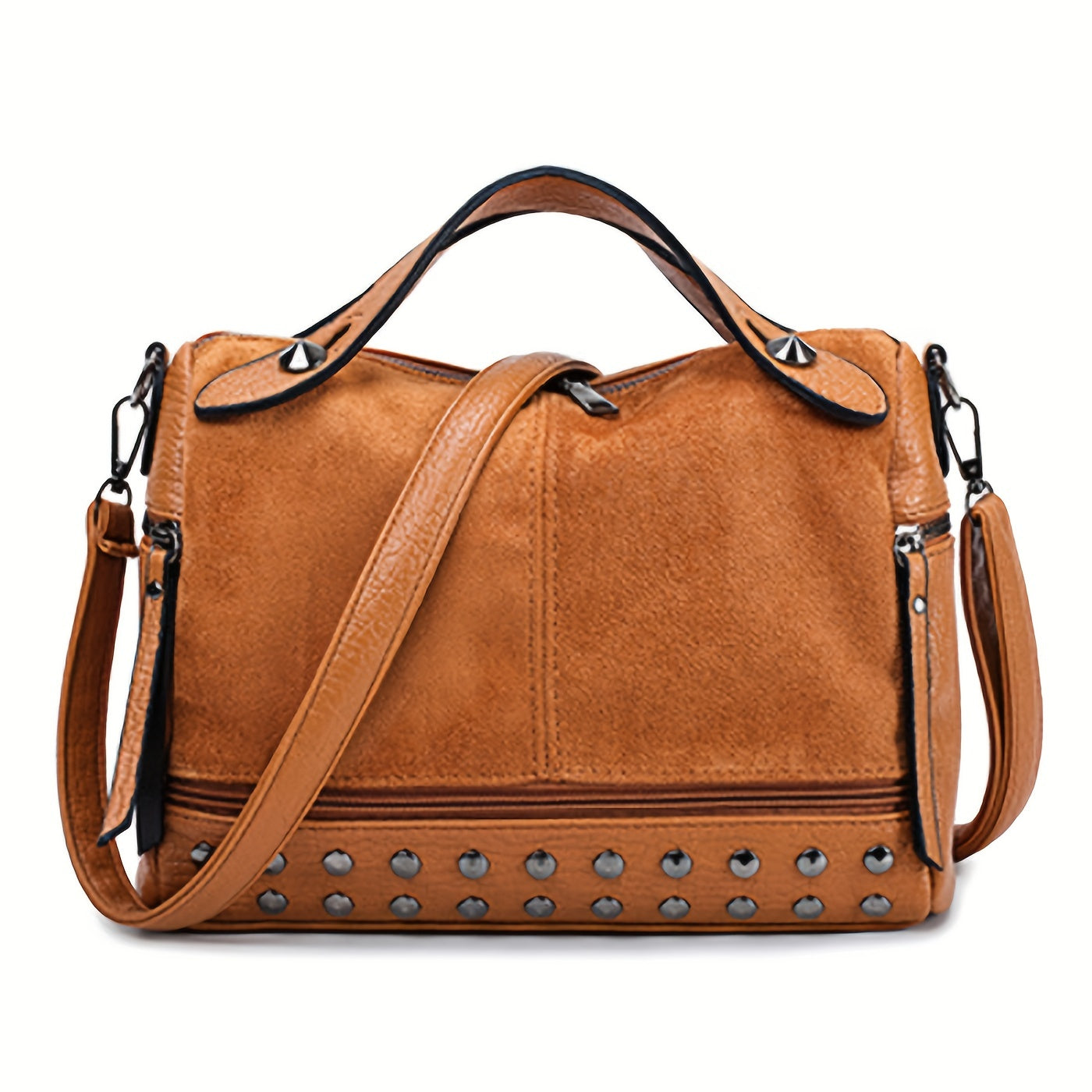 realaiot  Retro Multi-pocket Crossbody Bag, PU Leather Solid Color Shoulder Bag, Perfect Messenger Bag For Everyday Use
