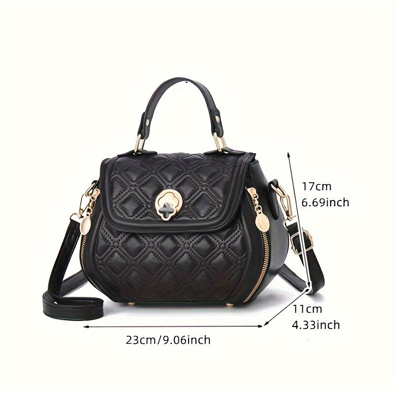 Mini Fashion Quilted Crossbody Bag, Trendy PU Shoulder Bag, Women's Casual Handbag & Purse