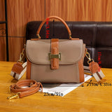 Fashion Textured Handbag For Women, Color Contrast Crossbody Bag, Luxury Top Handle Flap Purses