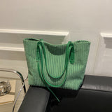 Large Capacity Casual Corduroy Tote Bag, Solid Color Shoulder Bag, All-Match Handbag For Work