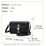 Luxury Woven Crossbody Bag For Women, Genuine Leather Shoulder Bag, Snakeskin Buckle Decor Square Purse