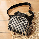 realaiot  Houndstooth Pattern Shell Bag, Lightweight Canvas Crossbody Bag, Casual Shoulder Purse For Women