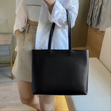 Elegant Tote Bag, Women's Trendy Black Faux Leather Shoulder Bag