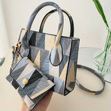 Geometric Pattern Crossbody Bag, Trendy Colorblock Handbag, Small Shoulder Bag With Coin Purse