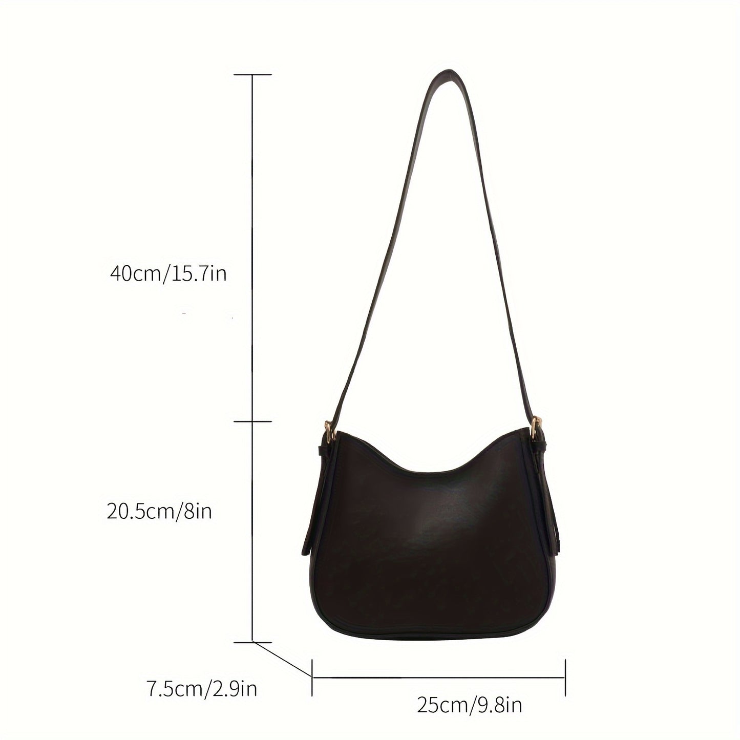 realaiot  Minimalist Crossbody Hobo Bag, Simple Vegan Shoulder Bag, Women's Casual Handbag & Tote Purse