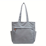 realaiot  Large Capacity Canvas Tote Bag, Solid Color Simple Shoulder Bag, Women's Casual Handbag & Purse For Travel Work
