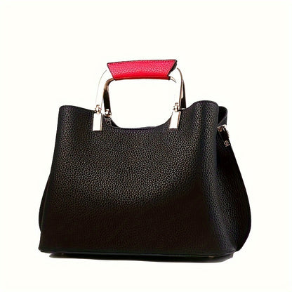 Color Contrast Handbag For Women, Fashion Crossbody Bag, PU Leather Shoulder Purse