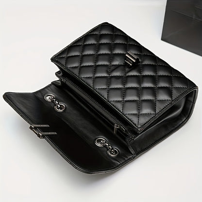 Trendy Argyle Quilted Crossbody Bag, Solid Color Square Flap Phone Coin Bag, Perfect Shoulder Bag For Everyday Going Out