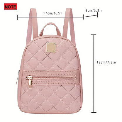 realaiot  Cute Small Women's Backpack, Rhombic Pattern Backpack With Adjustable Strap,Zipper Casual Shoulder Bag,Pink Bag,Coin Purse,Card Wallet,Mobile Casual Phone Bag,Casual Camera Bag,Lipstick Bag,Key Bag,Square Bag