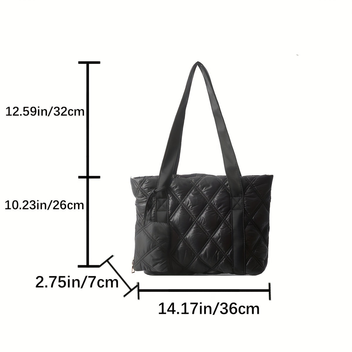 realaiot  Rhombic Quilted Tote Bag, Retro Solid Color Shoulder Bag, Women's Soft Handbag With Mini Coin Purse For Winter