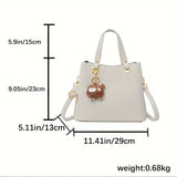 realaiot  Retro Solid Color Handbag, Simple Pu Leather Bucket Bag, Fashion Crossbody Bag For Women