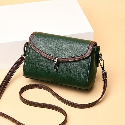 Color Contrast Crossbody Bag, Fashion Turn Lock Flap Purse, Mini Shoulder Bag For Women