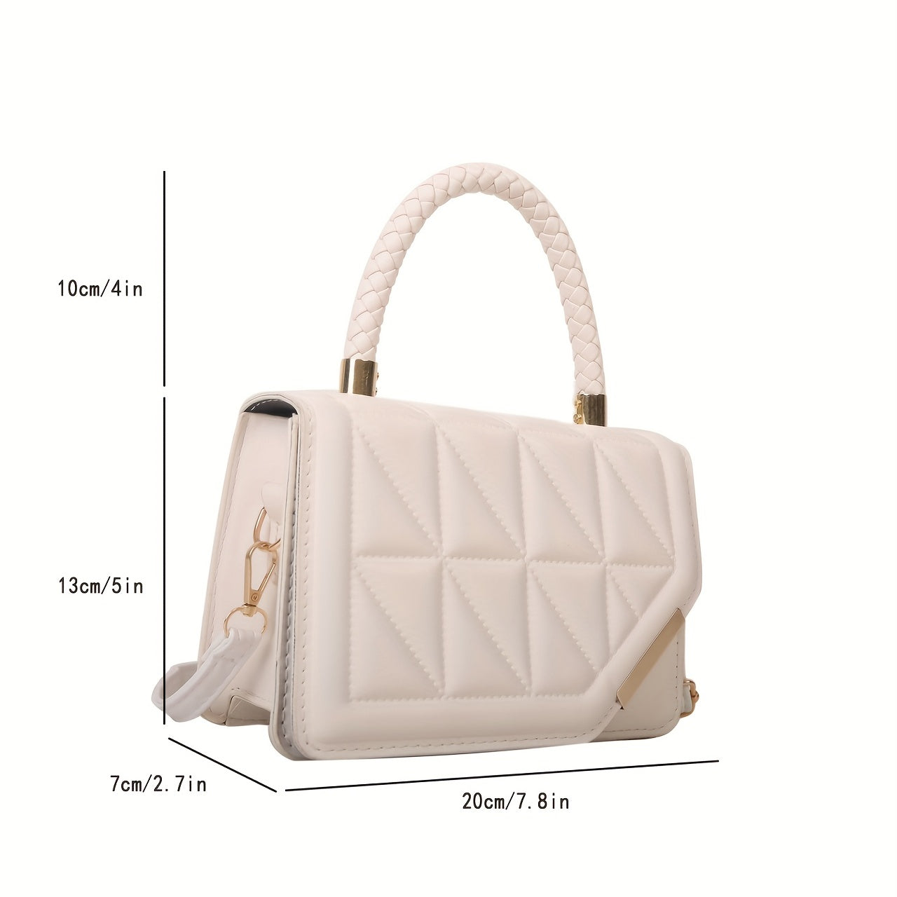 realaiot  Argyle Quilted Square Handbag, Solid Color Crossbody Bag, Women's Top Handle Flap Purse