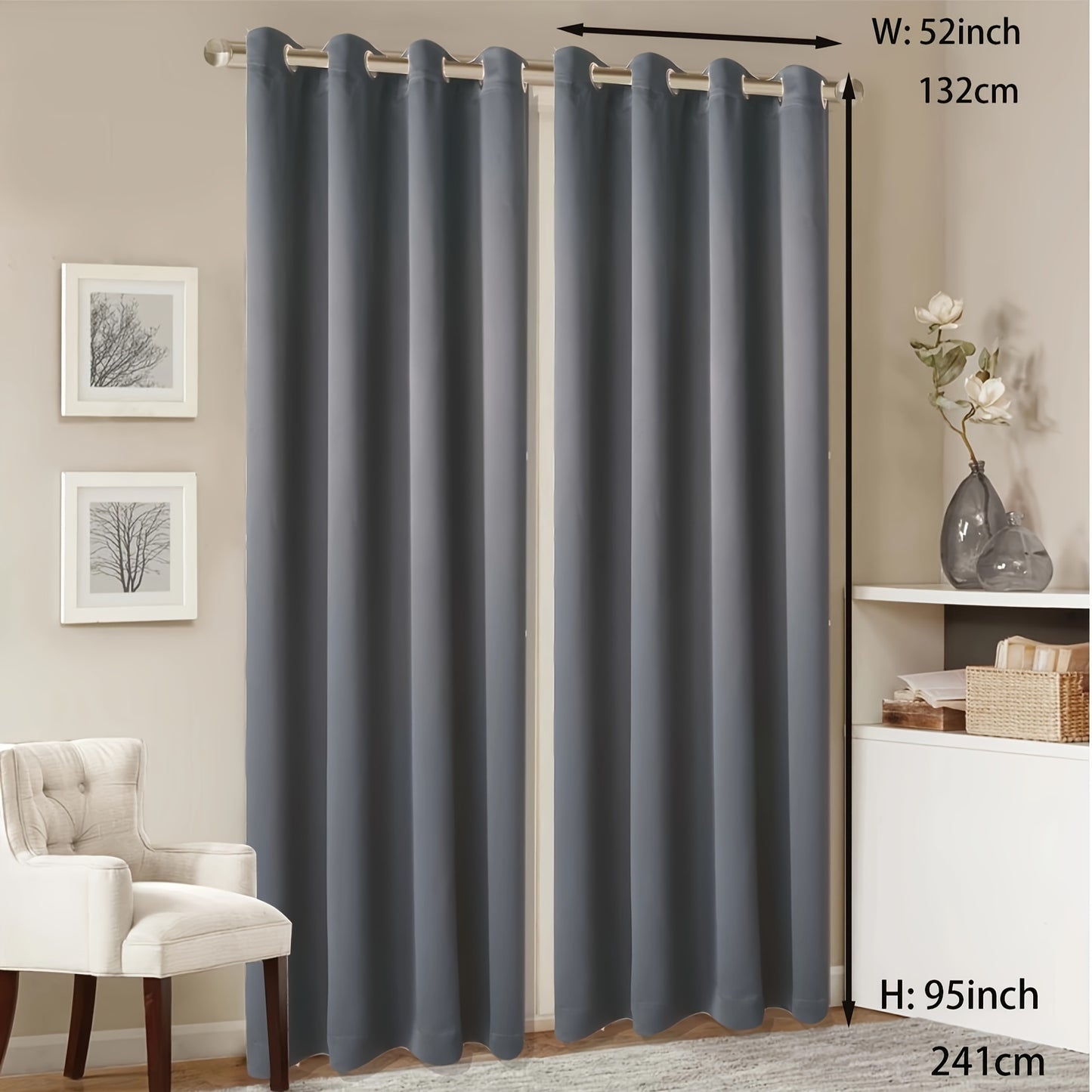 1 Panel Grommet Top Blackout Curtain Thermal Insulated Noise Reducing And Light Blocking Room Darkening Curtain For Living Room Bedroom Office Home Decor