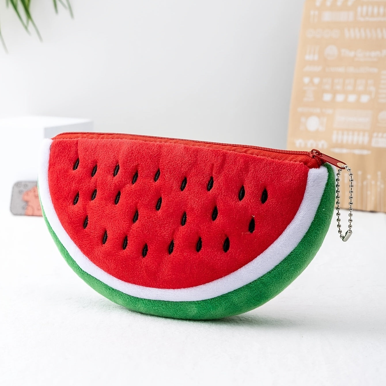 realaiot  Cute Watermelon Wallet, Zipper Fruit Shape Coin Purse Small Storage Bag For Women