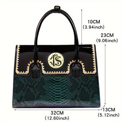 realaiot Trendy Crocodile Pattern Tote Bag, Portable High-value Zipper Shoulder Bag, Perfect Crossbody Bag For Every Occasion