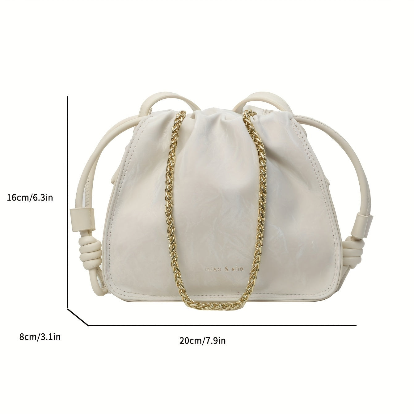 Stylish Drawstring Bucket Bag, Trendy Chain Shoulder Bag, Mini Crossbody Bag For Women