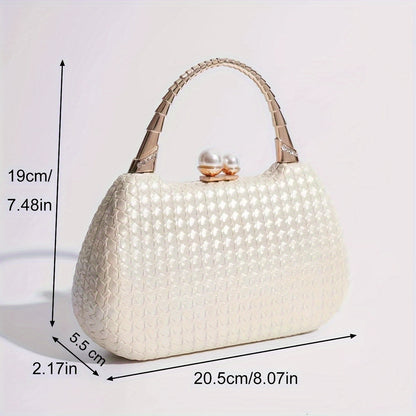 Elegant Dress Banquet Handbag, Luxury Woven Evening Purse, Women's Rhinestone Decor Bag For Wedding Party Prom