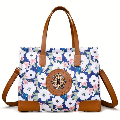 realaiot  Floral Pattern Tote Bag For Women, Elegant Crossbody Bag, Ethnic Style Shoulder Bag For Commuting, Shopping