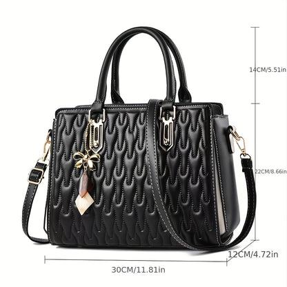 Fashion Embossed Quilted Handbag, Large Capacity Satchel Purse, Elegant Crossbody Bag For Women