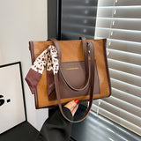 realaiot  Fashion Scarf Decor Tote Bag, Trendy Shoulder Underarm Bag, Women's Casual Handbag & Purse