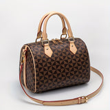 realaiot  Geometric Pattern Boston Bag, Women's Mini Crossbody Bag, Trendy Zipper Handbag