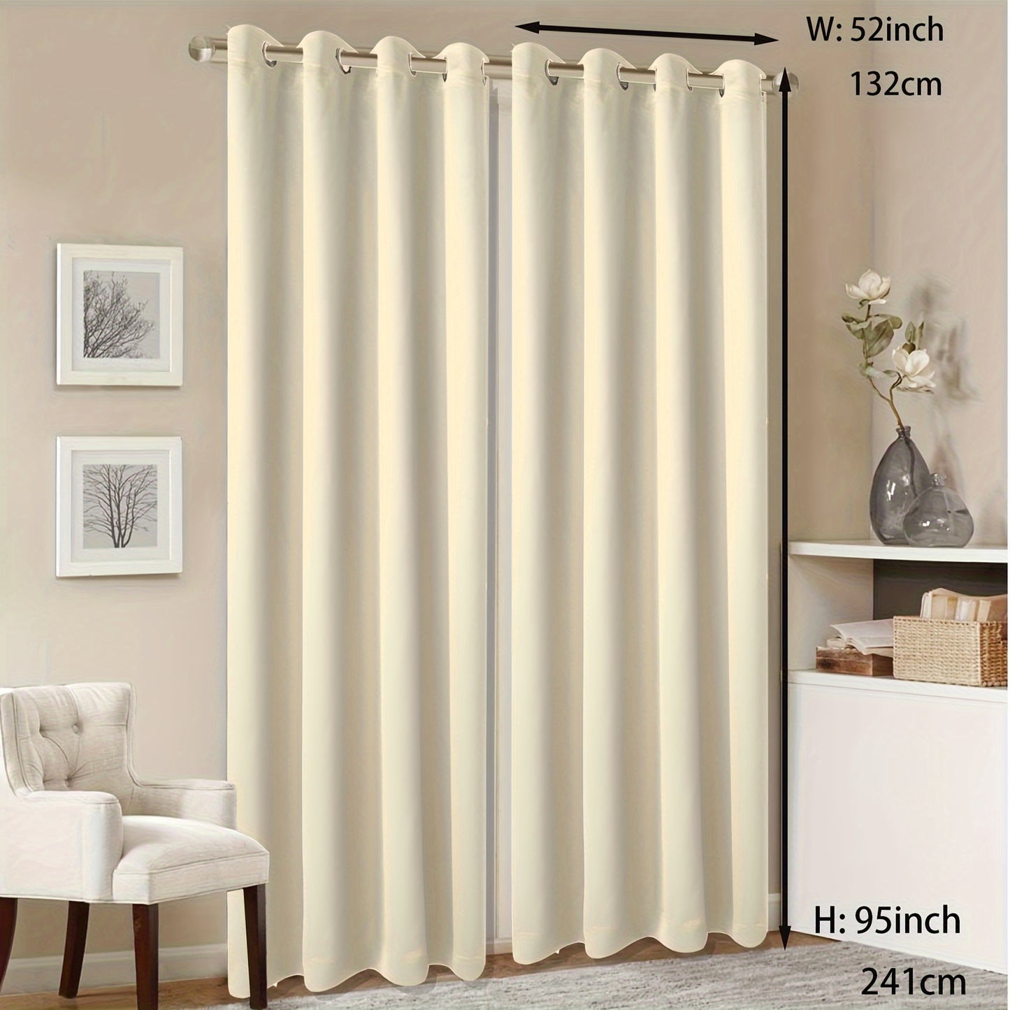 1 Panel Grommet Top Blackout Curtain Thermal Insulated Noise Reducing And Light Blocking Room Darkening Curtain For Living Room Bedroom Office Home Decor