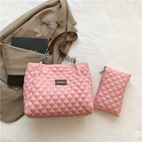 realaiot  Fashion Quilted Tote Bag, Large Capacity Shoulder Bag, Women's Trendy Handbag & Purse