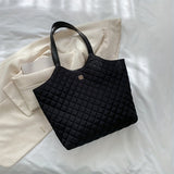 Simple Argyle Quilted Tote Bag, Large Capacity Shoulder Bag, Casual Handbags For Commuter & School