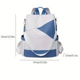 realaiot  Patchwork Backpack Purse, Simple Anti-Theft Travel School Bag, Two-way Shoulder Bag For School & Travel