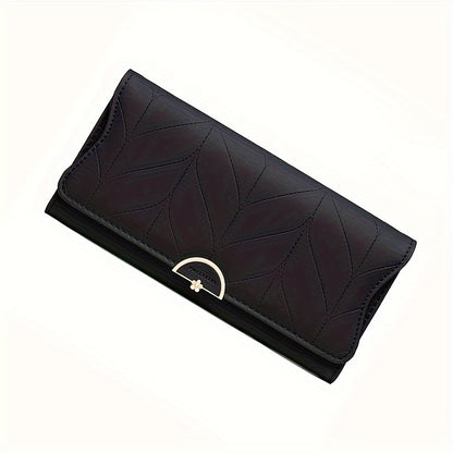 realaiot Simple Solid Color Long Wallet, Casual All-Match Card Coin Purse, Portable Clutch Bag