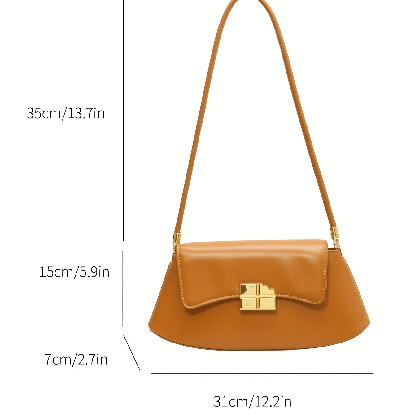 Minimalist Baguette Bag, Fashion Niche Shoulder Purse, Metal Decor Handbag For Women