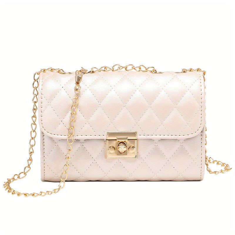 realaiot  Quilted Crossbody Bag, Fashionable Chain Clutch Bag, Shoulder Bag, Square Bag, Satchel Bag