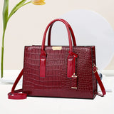 Elegant Crocodile Pattern Tote Bag, Luxury Top Handle Handbag, PU Leather Purse For Women