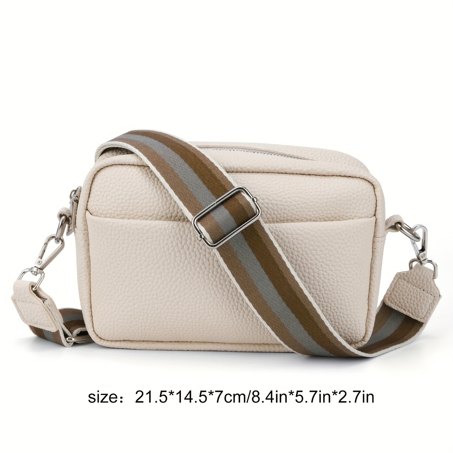 realaiot  Minimalist Trendy Square Shoulder Bag, Zipper Stylish Crossbody Bag With Wide Strap