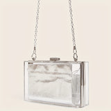 realaiot  Elegant Transparent Square Evening Bag, Classic Acrylic Dinner Bag With Insert Pouch