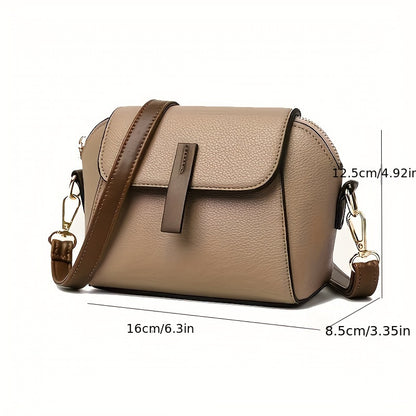 Women's Daily PU Leather Purse For Commuter - Small Flap Shoulder Bag, All-Match Crossbody Bag