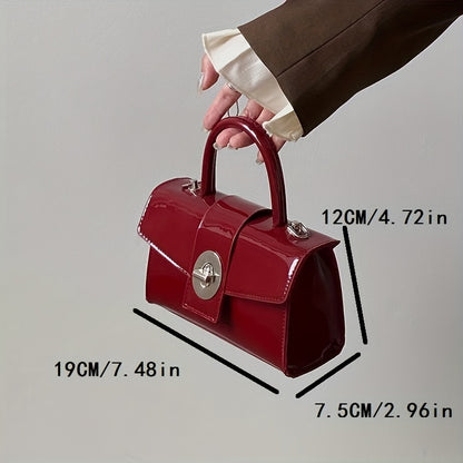 Women's PU Leather Shoulder Bag, Y2k Twist Lock Versatile Handbag, Portable Top Handle Versatile Crossbody Bag