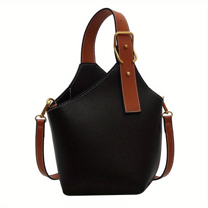 Vintage Bucket Bag For Women, Small Zipper Crossbody Bag, Fashion Faux Leather Handbags