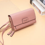 Double Zipper Crossbody Phone Bag, Multi-Functional Casual Shoulder Bag For Work