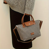 realaiot  Houndstooth Pattern Handbag, Fashion Crossbody Bag, Classic Dumpling Bag For Women