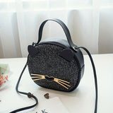 1pc Girl's New Leopard Print Bag, PU Leather Cat Mobile Phone Bag, Cute Trendy Fashion Small Round Bag