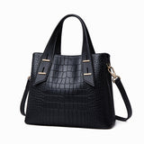 realaiot  Elegant Crocodile Embossed Handbag, Women's Fashion Double Handle Purse Versatile Shoulder Bag